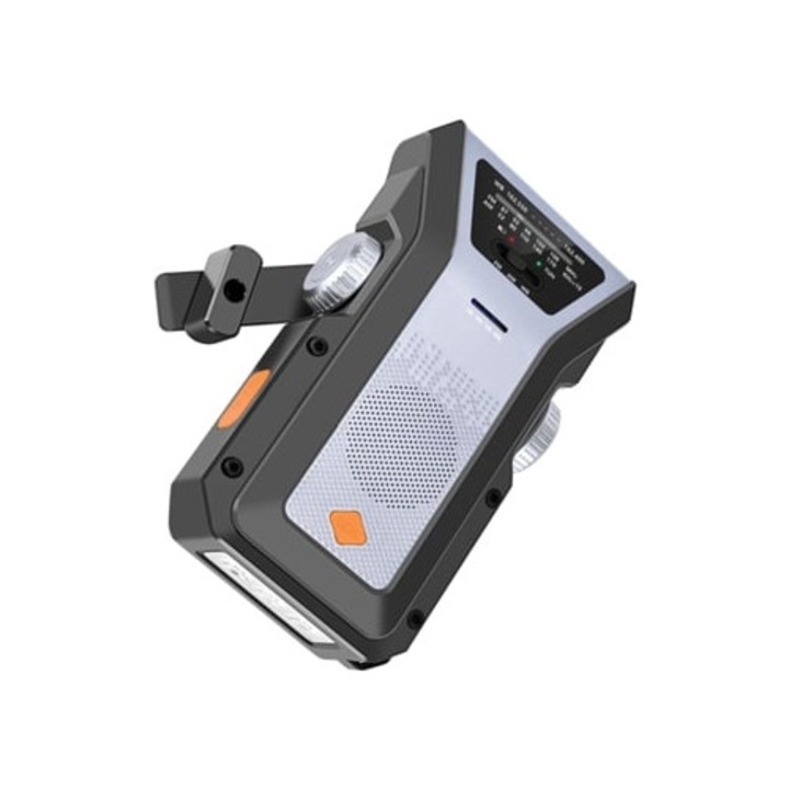 Radio portabil Gertiz, 4000mAh, solar, AM/FM/NOAA, alarm SOS, flashlight, argintiu