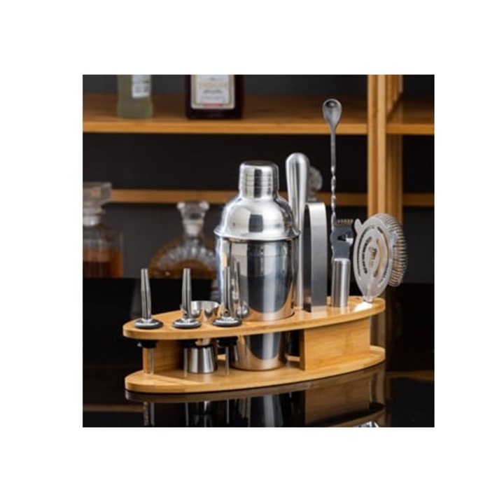 Set de 11 piese shaker cocktail din otel inoxidabil, 550ml