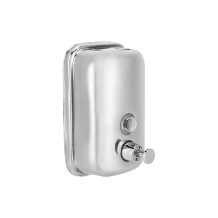 Rozsdamentes acél kézi szappanadagoló, 500 ml, falra szerelhető, fürdőszobai