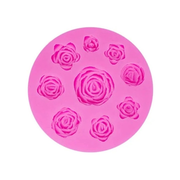 Forma prajituri din silicon pentru fondant, material alimentar, non-stick, model trandafir, 30x20cm