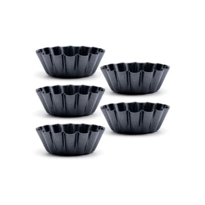 Set 8 tavi copt quiche, negru, antiaderent