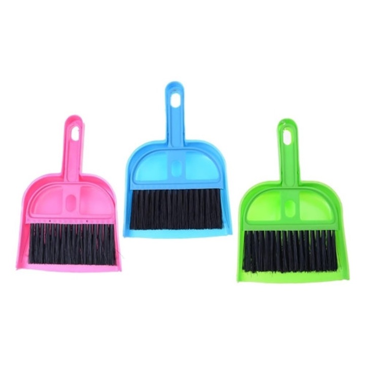 Mini seprű és lapát készlet irodába, laptophoz és autóba, kompakt
