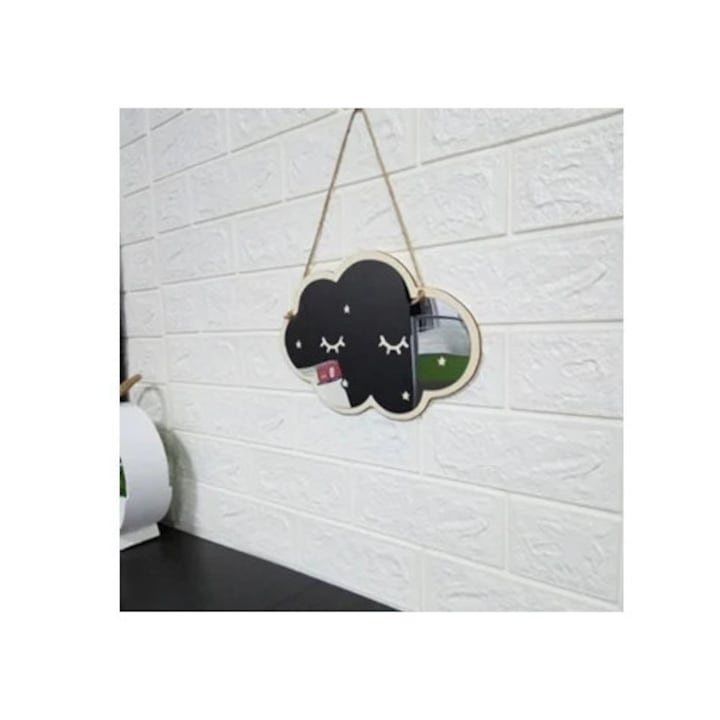 Ezüst akril fali tükör, lézerrel vágott design, elefánt, akasztós dísz, természetes fa