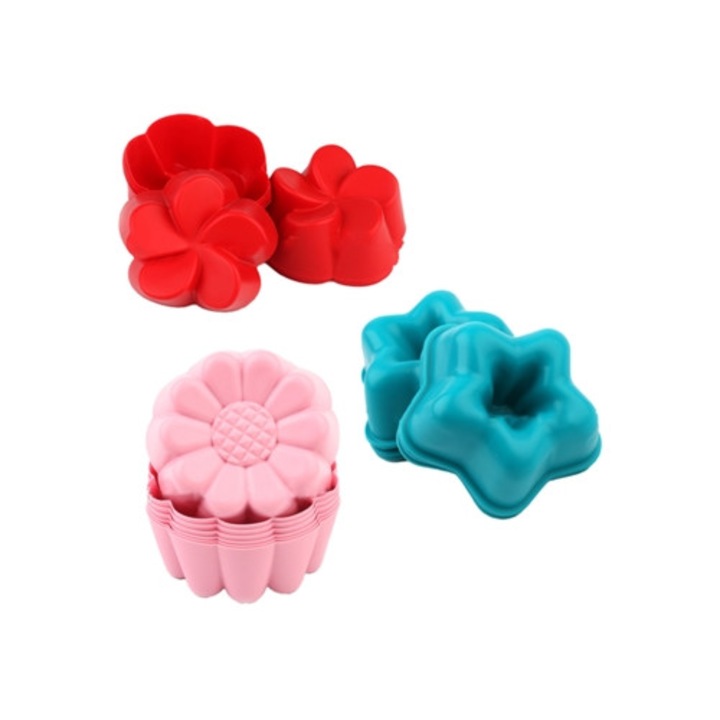 Set forme prajituri reutilizabile, rezistente la caldura, multicolor