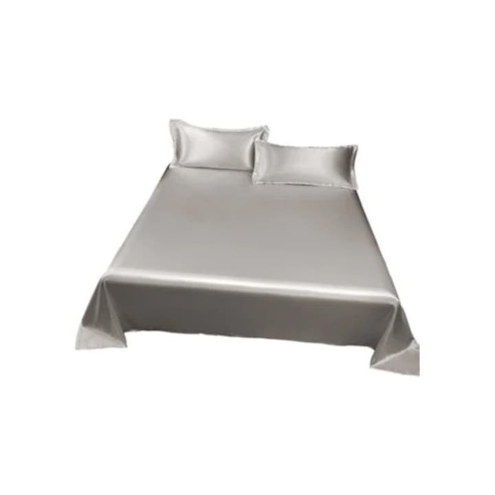 Jég selyem ágynemű, king size ágynemű garnitúra, szürke, mély zsebekkel