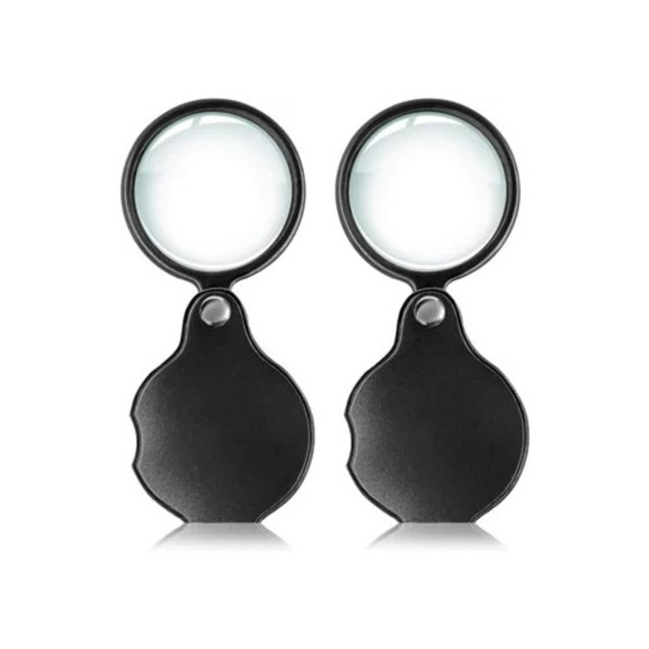 Set 2 Lupe Pocket 8X, cu Carcasa din Piele Rotativa, 1.96 Inches
