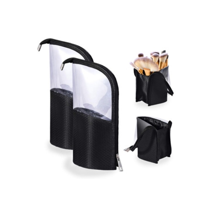 Portfard cosmetic pentru organizare pensule de machiaj, set, multicolor