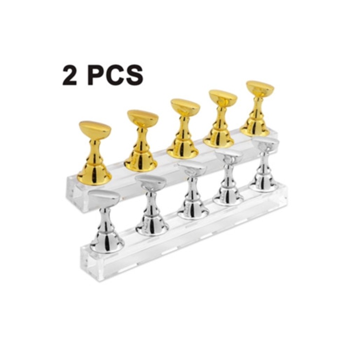 Set 2 suporturi de practica pentru unghii din acril cu varfuri magnetice