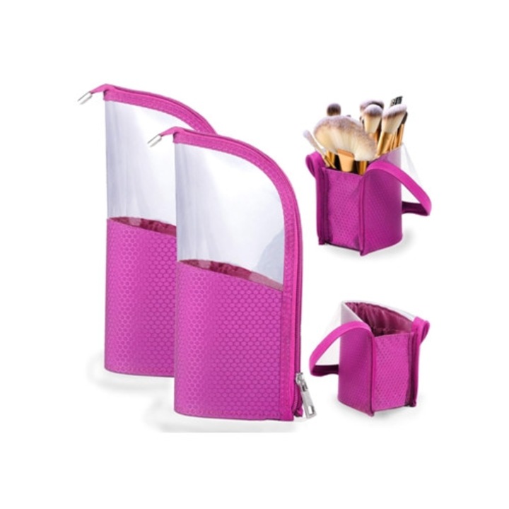 Portfard cosmetic pentru organizare pensule de machiaj, set, multicolor