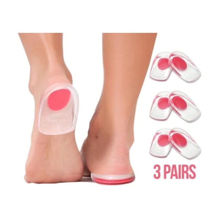 Set 3 perechi din silicon pentru fasciita plantara si calcai, ortopedice