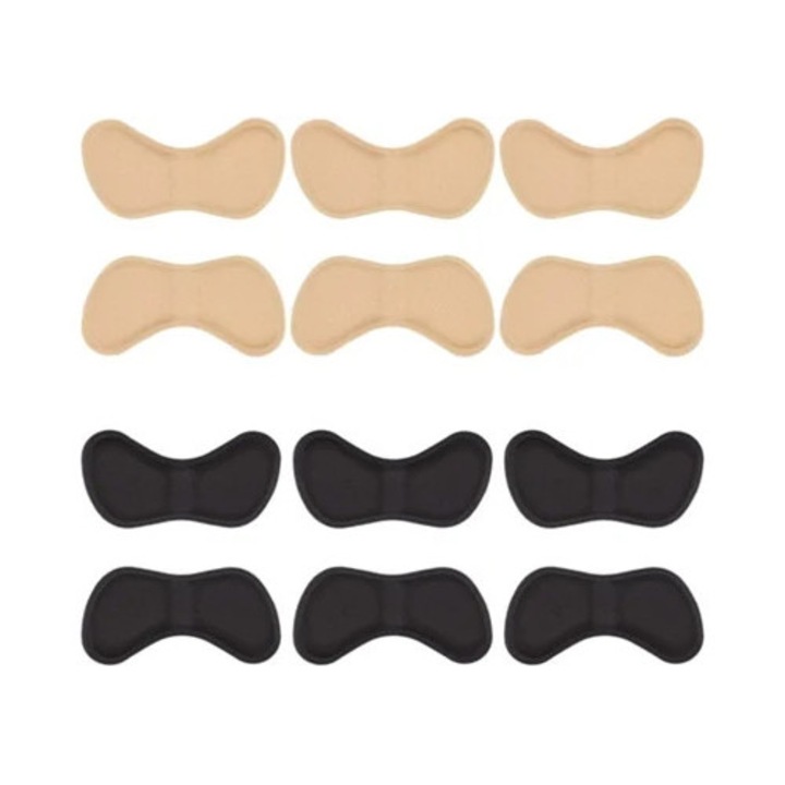 Set 6 suporturi ortopedice pentru calcaie, negru / bej, pentru confortul incaltamintei