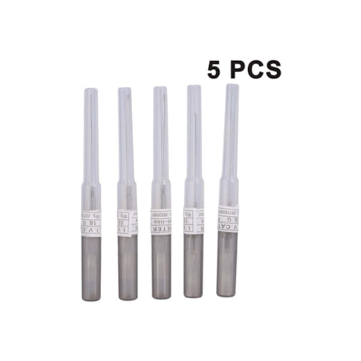 Комплект от 5 стерилни игли за пиърсинг на уши и нос 14G, 16G, 18G