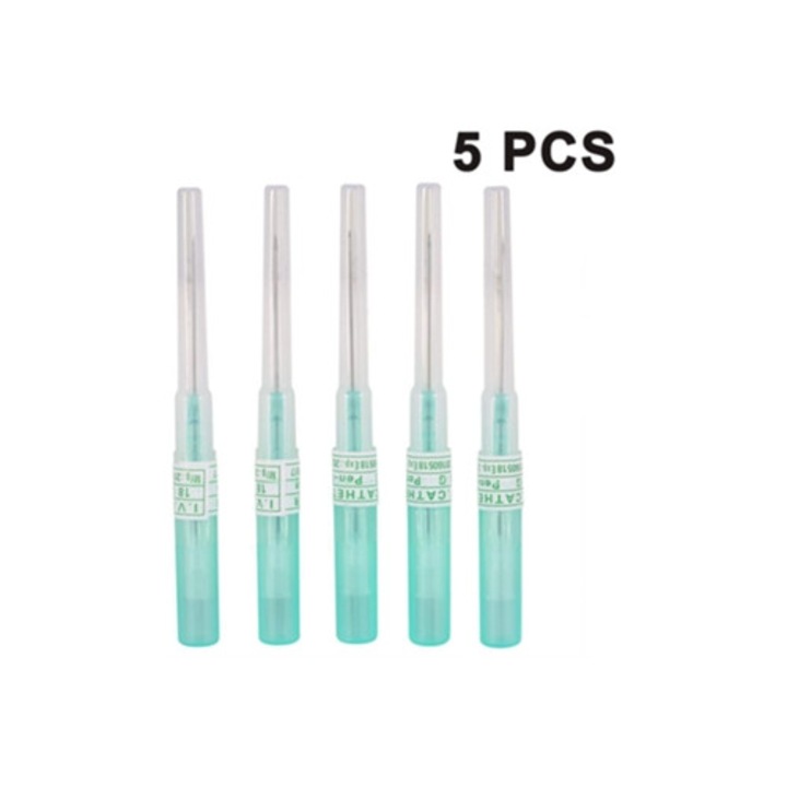 Комплект от 5 стерилни игли за пиърсинг на уши и нос 14G, 16G, 18G