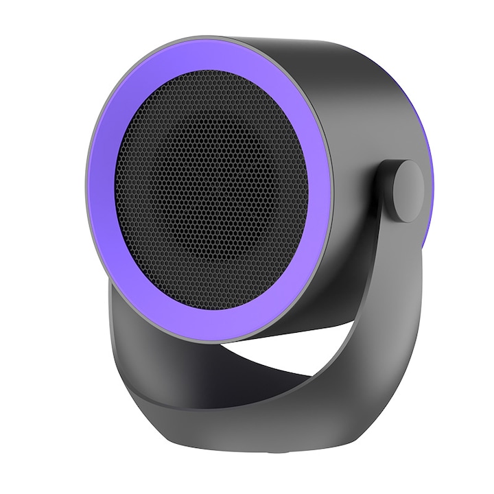 Kompakt hősugárzó, kis elektromos fűtőtest, falra szerelhető, hordozható, szürke-lila