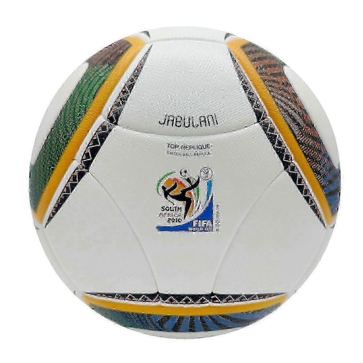 Minge fotbal 2010 Cupa Mondiala Africa de Sud, negru/alb/galben, dimensiune 5, set cu ac