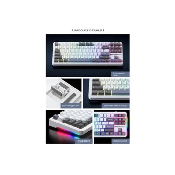 Механична клавиатура Aula F87, 87 hot-swappable клавиша, RGB, безжична