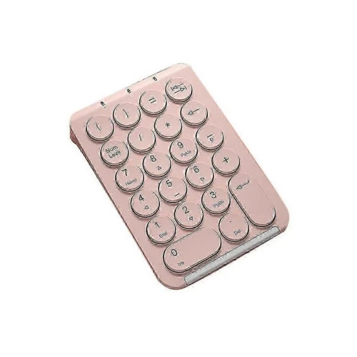 Tastatura numerica wireless Bluetooth, 22 taste, roz, set reincarcabil