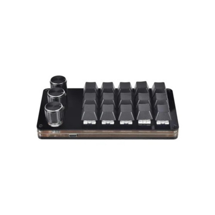 Tastatura mecanica mini, 15 taste, 3 butoane, programare macro, schimbare rapida, set