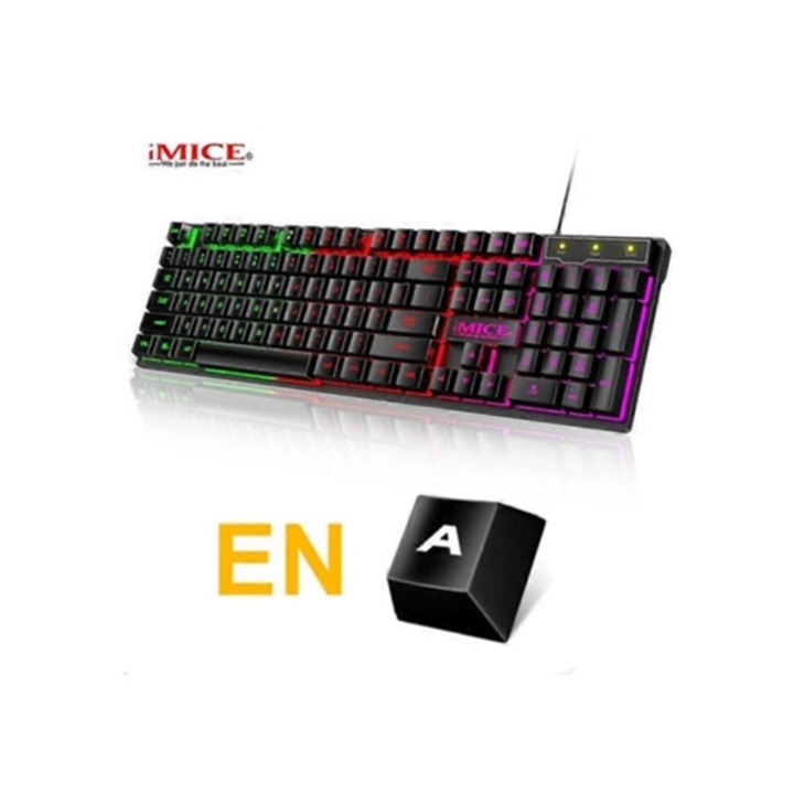 Tastatura gaming cu fir, mecanica, iluminata RGB, 104 taste, USB
