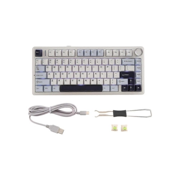 Tastatura mecanica F75, 80 taste, PBT, wireless Bluetooth, pentru gaming