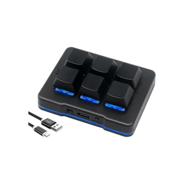 Tastatura gaming wireless USB, 6 taste, personalizabila, multicolor