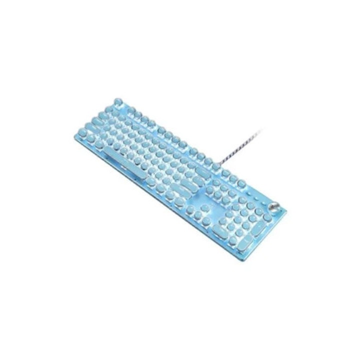 Tastatura mecanica retro cu 104 taste, iluminare LED, stil punk, Tiffany Ly Ebike