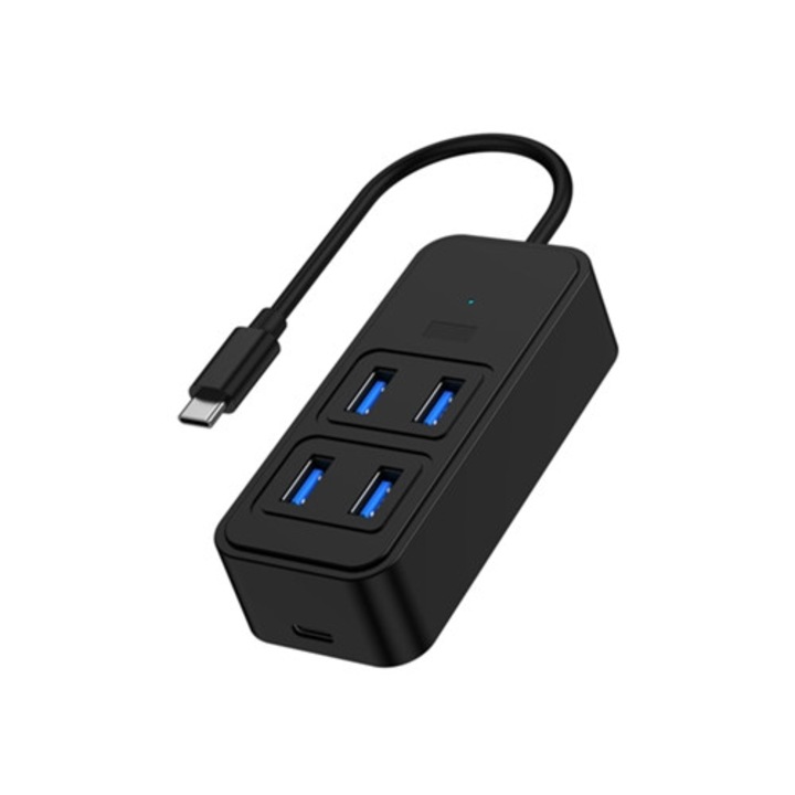 Statie de andocare Type C, 4 in 1, viteza mare, neagra