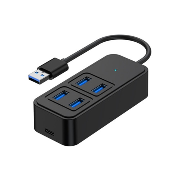 Statie de andocare USB, 4 in 1, tip C, viteza mare, neagra