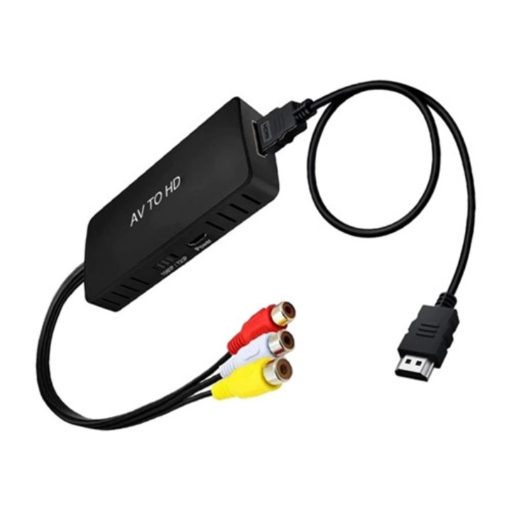 Adaptor CVBS la HDMI 1080p, set, pentru PC, PS2/PS3, Xbox, N64, STB, VHS/VCR, camera, DVD