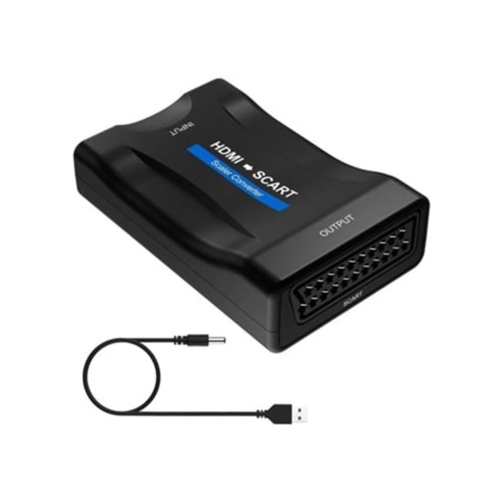 Converter HDMI la SCART, 1080p, suport PAL/NTSC, cabluri si adaptoare