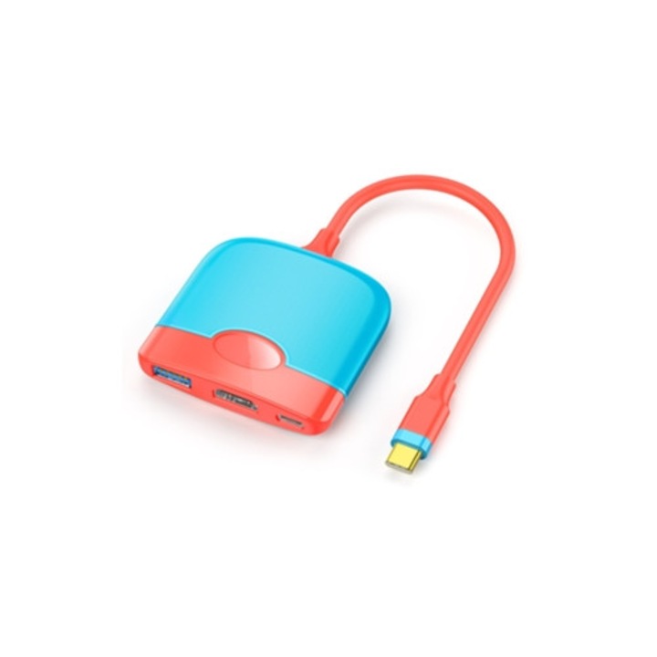 USB C dokkolóállomás 4K HDMI-vel, hordozható, kék, Nintendo Switchhez