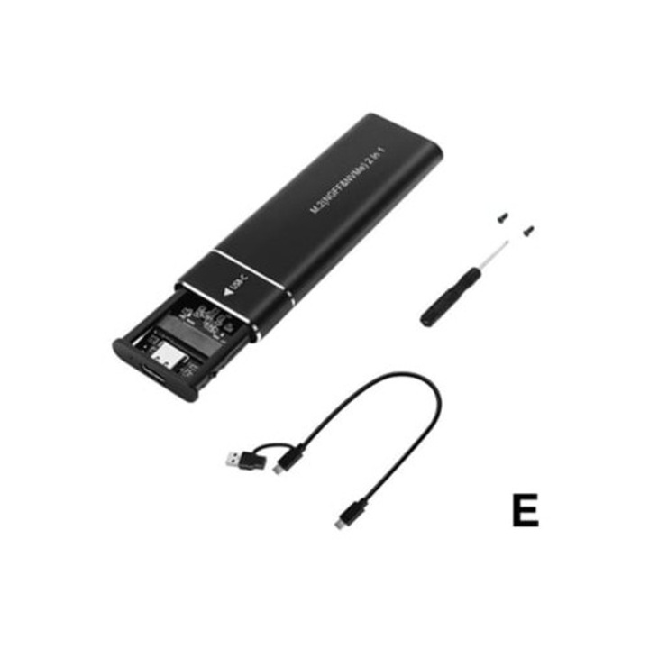 2-in-1 USB 3.1 Type-C dokkolóállomás M.2 Nvme Sata SSD-hez, fekete