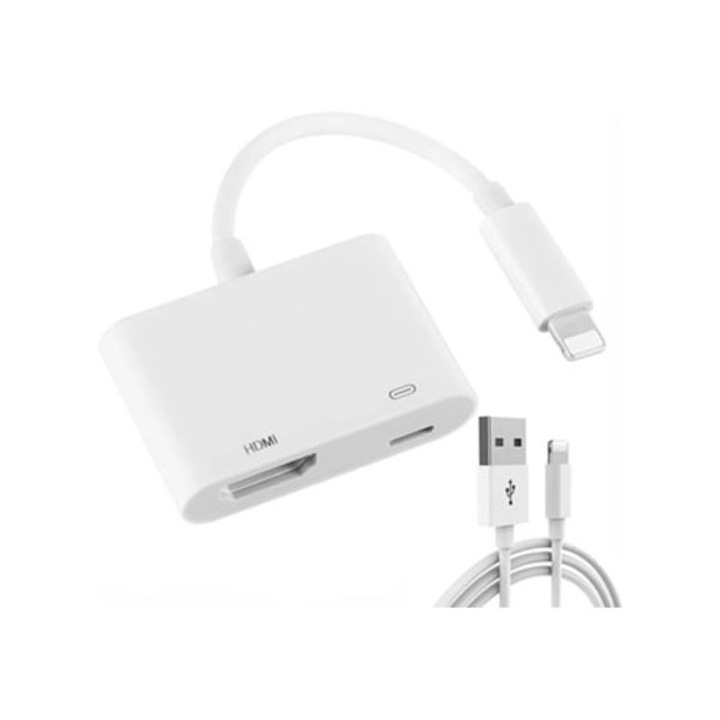 Adaptor HDMI 1080p pentru iPhone, iPad, compatibil iOS, Plug and Play