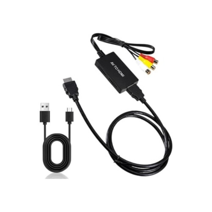 Adaptor Converter 1080p RCA AV Composite CVBS la HDMI, 60Hz, Plug & Play