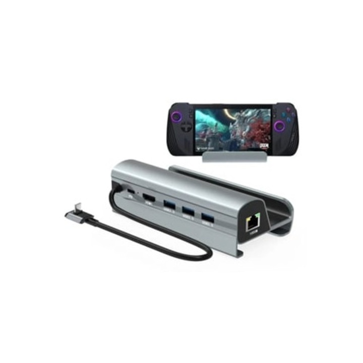 Docking station Rog Ally X, 3x USB 3.0, HDMI, Ethernet, incarcare rapida, gri