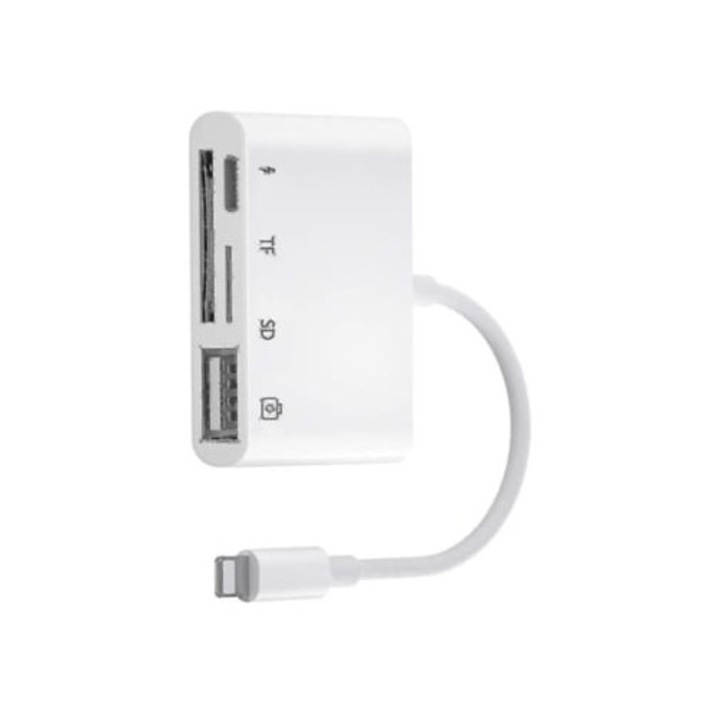 Cititor de carduri 1 in 1, USB OTG 2.0, alb