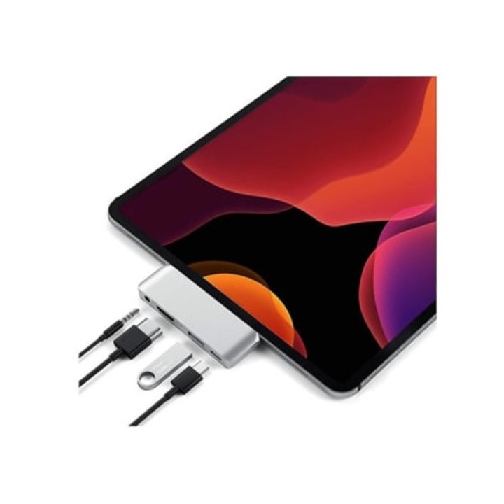 Hub Type C, 4K HDMI, USB 3.0, intrare casti 3.5mm, alb