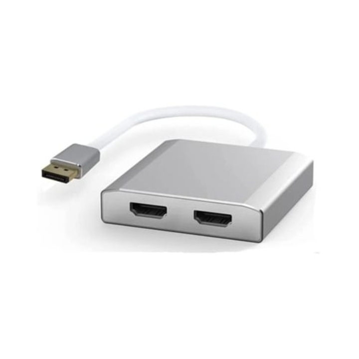 Hub Displayportról Dual HDMI 4K-ra, 2 HDMI, fekete