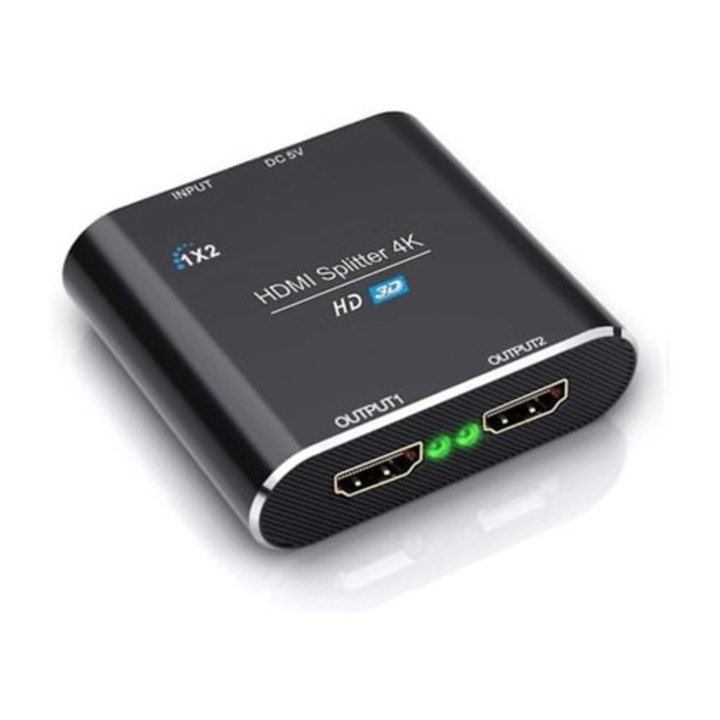 Splitter HDMI 1x2, 4k, 1080p, 3D, negru