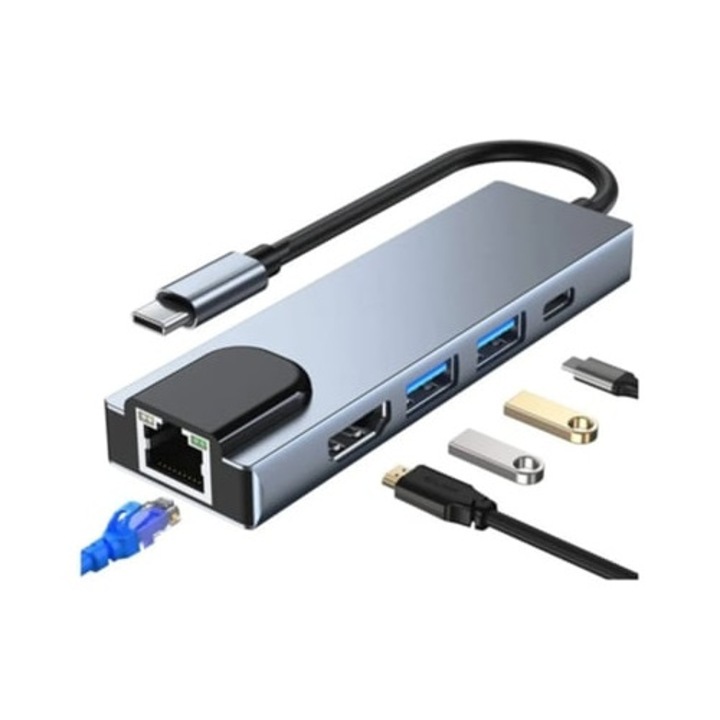 Hub USB C Bestvite, fekete