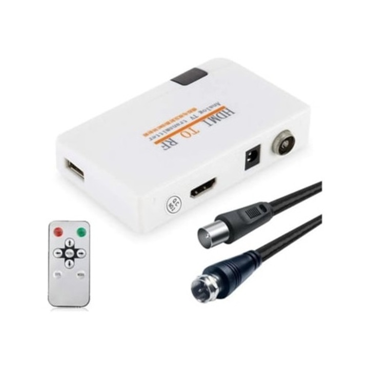 Adaptor HDMI 1080p la RF Coaxial VHF, Plug & Play, pentru console de jocuri si dispozitive multimedia