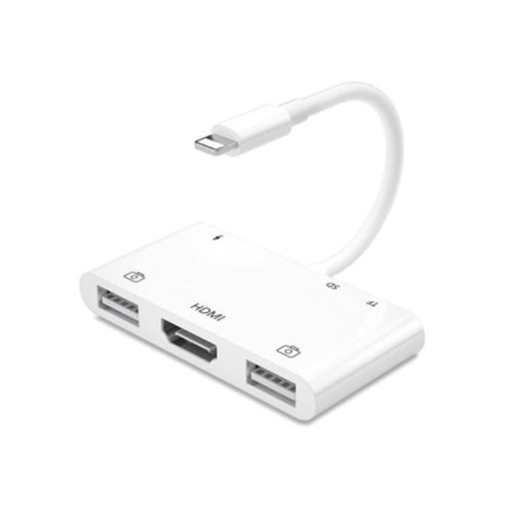 Cititor de carduri SD TF, 1080p, HDMI, incarcare, alb