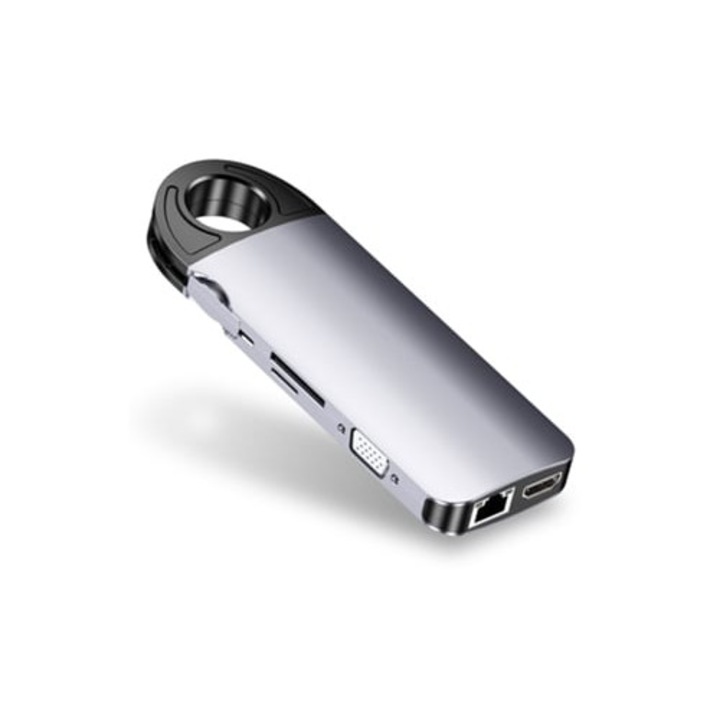 Хъб USB C 10-в-1, 100W, сив