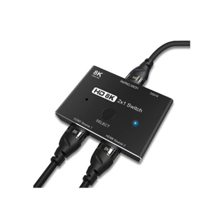 Switch HDMI 2.1 8K 60Hz 4K 120Hz, 48Gbps, negru