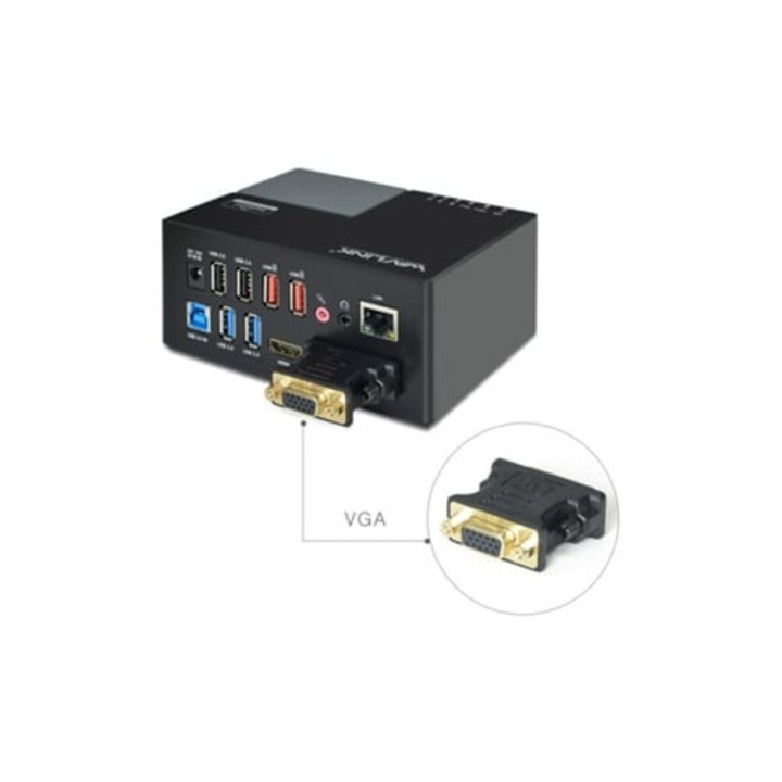 USB 3.0 dokkolóállomás, 2 videóport, 2048x1152, HDMI/DVI/VGA, Ethernet, fekete