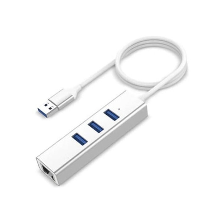 USB 3.0 elosztó RJ45 Gigabit Ethernet adapterrel, Type A laptopokkal kompatibilis, szett