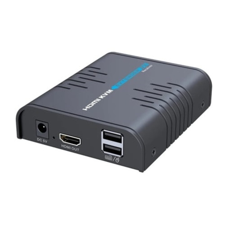 HDMI приемник за удължител до 120м, 60Hz, кабел Cat 5/5e/6/7, черен