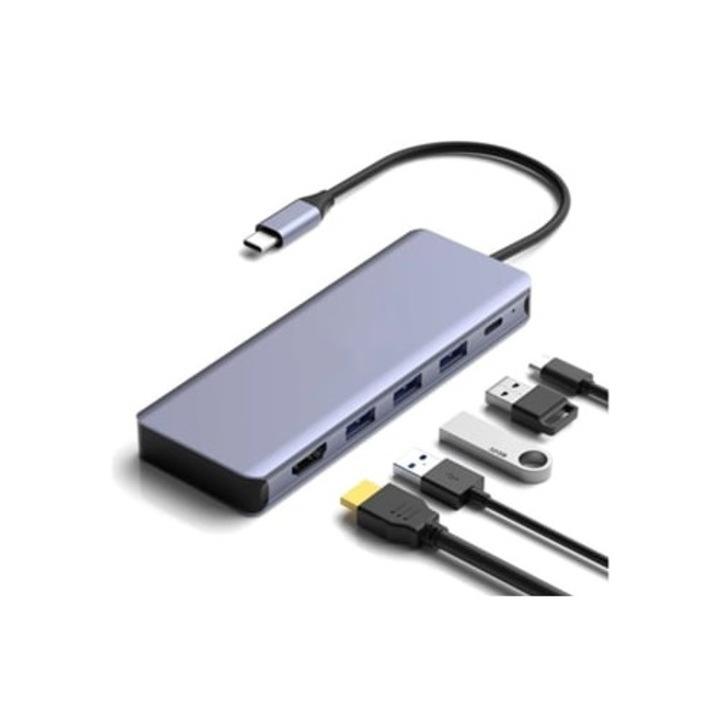 USB-C hub 6-in-1, 4K 60Hz HDMI, 10Gbps USB 3.0, 100W töltés