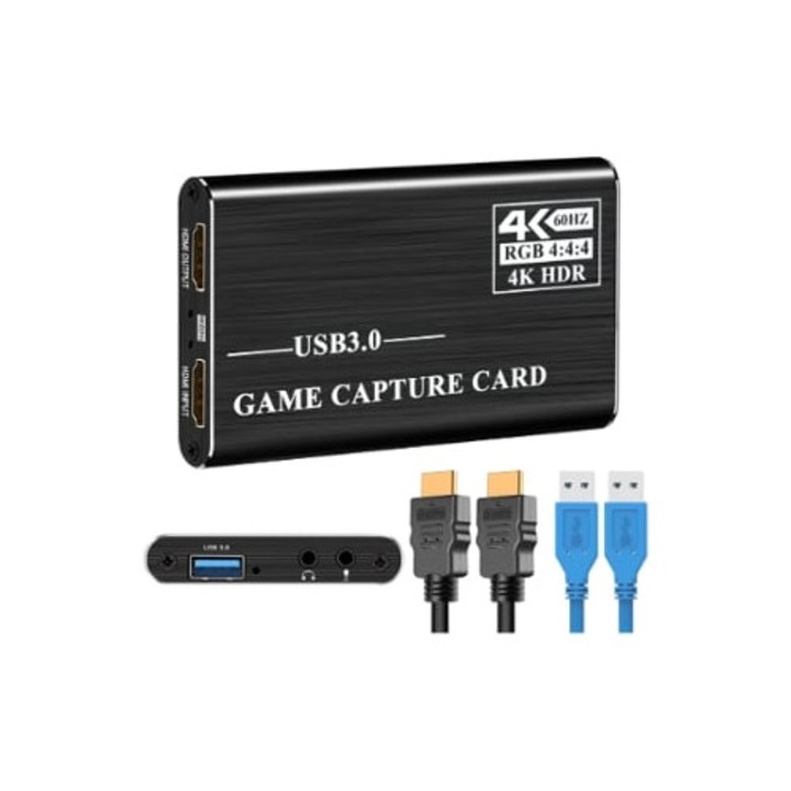Аудио видео карта за заснемане 4K HD 1080p 60Hz USB3.0 към HDMI2.0, черна