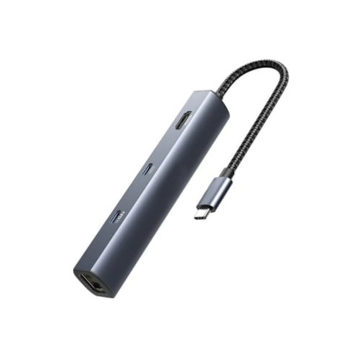Hub 6 az 1-ben Powerexpand, 65W, HDMI 4K, Ethernet 1Gbps, szürke